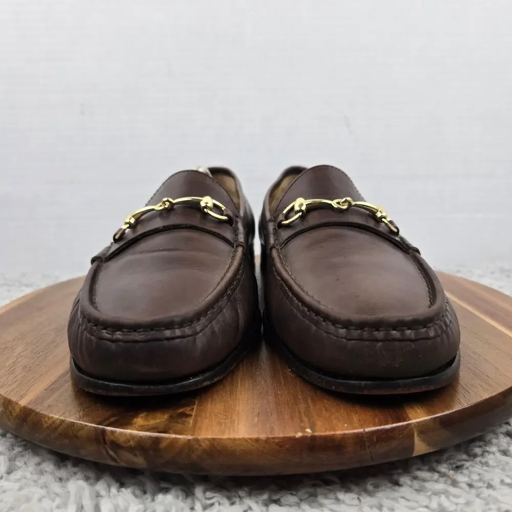 Cole Haan Mens 10.5M Ascot Brown Leather Business Casual Moc Toe Horsebit Loafer